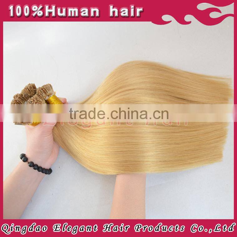 Double drawn blonde straight hair 2015 best selling keratin fusion tip 100% remy human hair extension