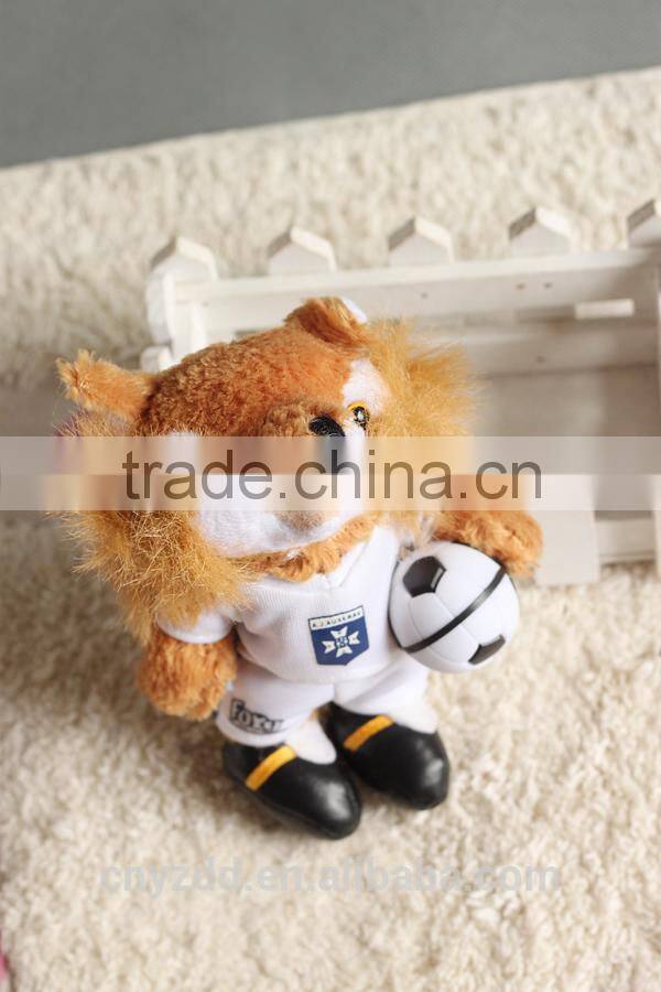 Plush Fox with Football Mascot / Stuffed Soft Mascot Toys Light Brown Standing Fox