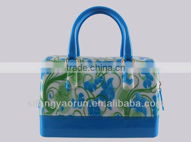 Latest fashion bag design/pvc handbags for women/beautiful flower handbag
