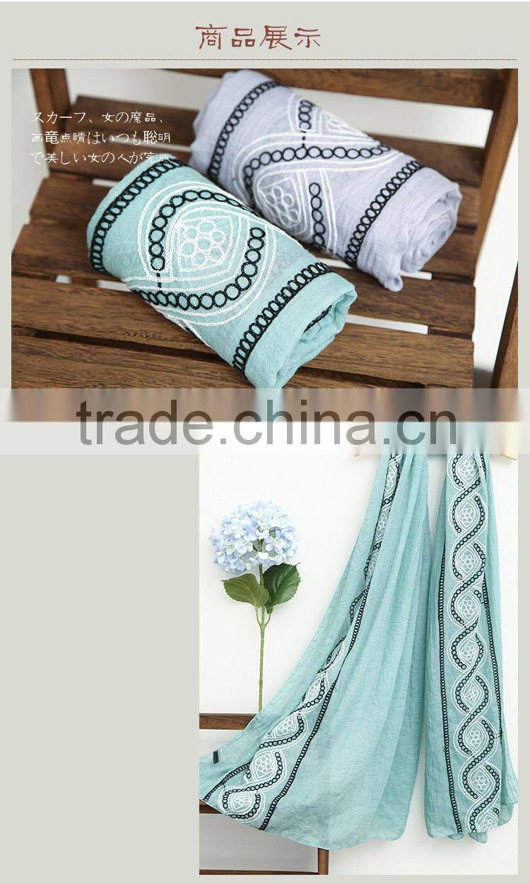 New Design Maxi Long Soft Viscose Embroidery Women Muslim Scarf