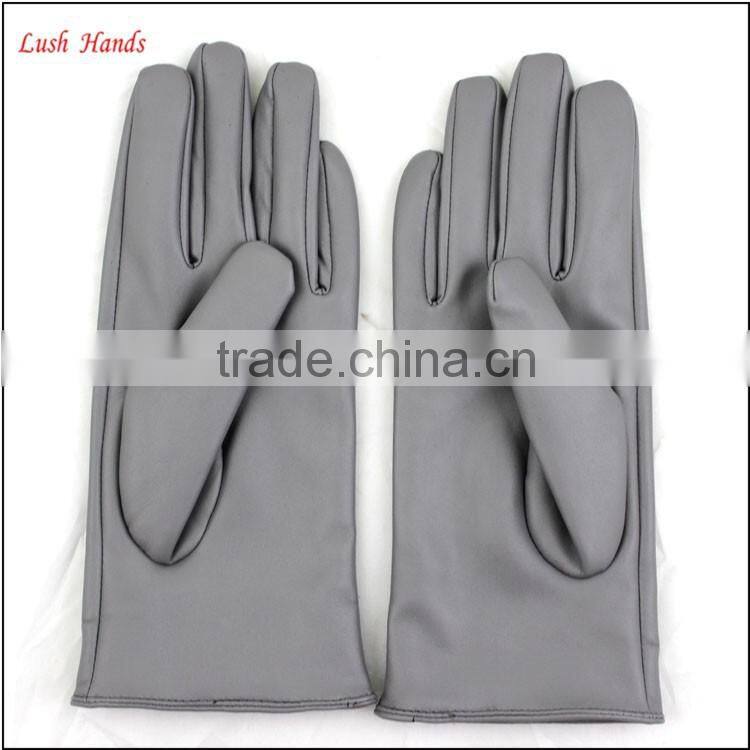 2016 ladies spring fashion grey all kinds of leather hand gloves with ring