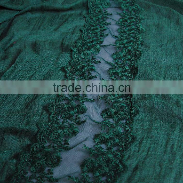 Top Quality Long Cotton Plain Fashion Women Lace Shawl