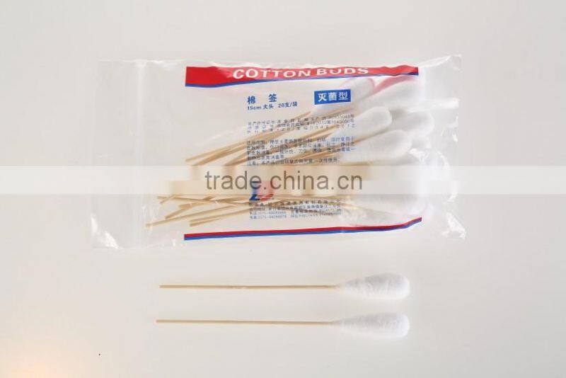 100%cotton medical bamboo cotton swabs in pp bag