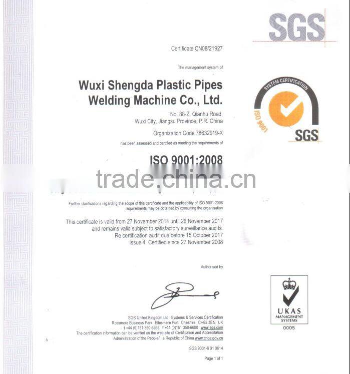 SHT315 Drainage Workshop welding machine for Drainage System pipes from 90 to 315