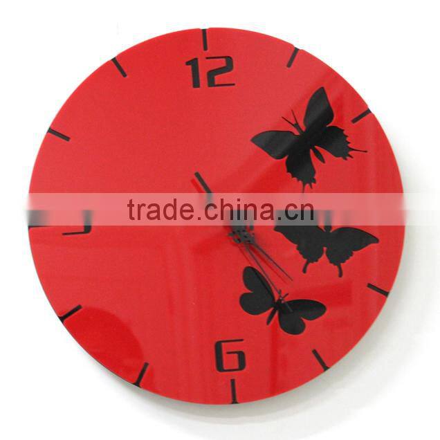 ACC2010 DIY Butterfly circle acrylic clock for decoration