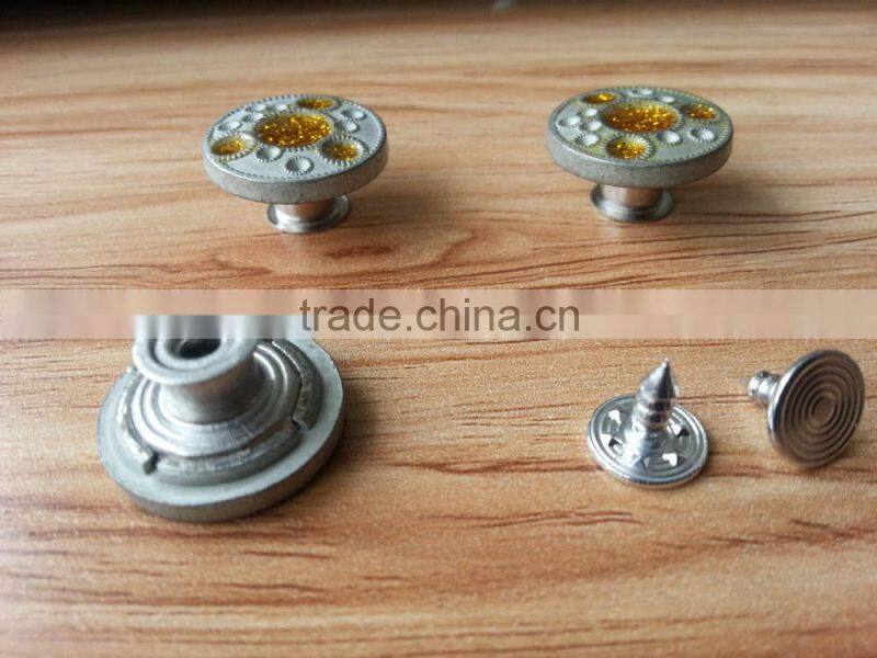 Silver Matt color with Glitter Enamelled Metal Jeans Tack Button For Jeans / Jacket --- J1529
