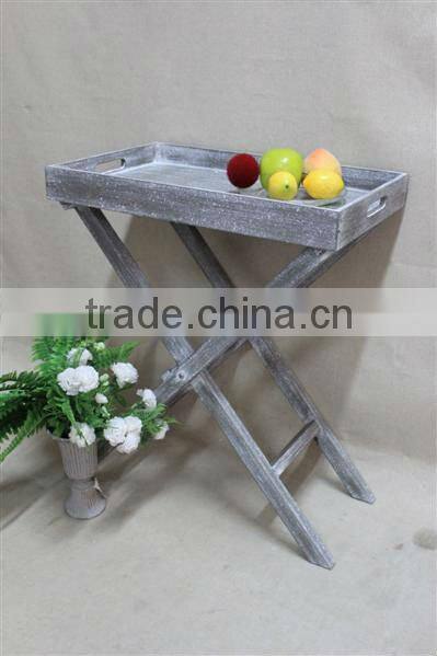 French countryside white antique deisgn floding garden tray table