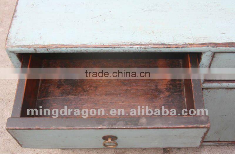 Chinese antique furniture blue pine wood Dongbei four door four drawer cabinet