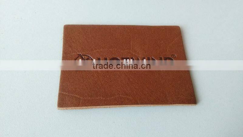 leather patch for garment, debossed printed/genuine leather label