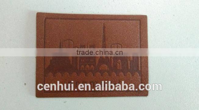 2015 high quality custom embossed leather patch for shoes & garment
