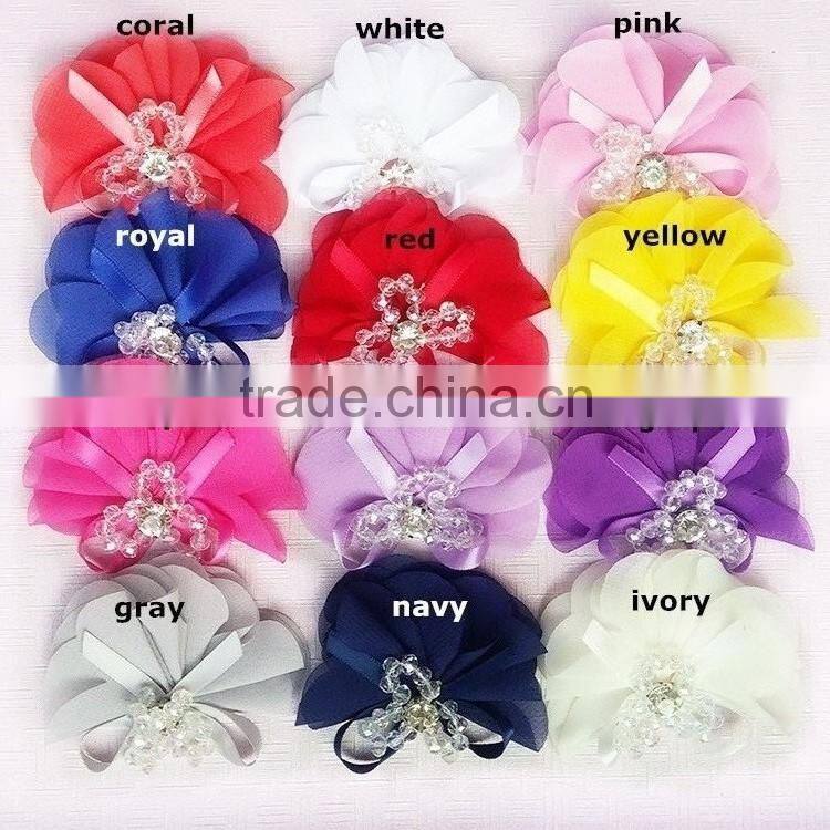 white shabby chiffon 3X2.5" butterfly sequin & gold trim fabric rose spring craft supplies baby headband flower