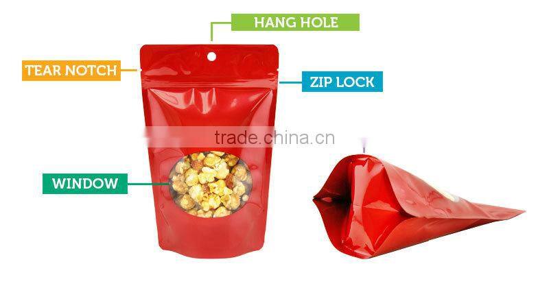 Biodegradable Rice Paper Stand Up Pouch With Window For Snack Food