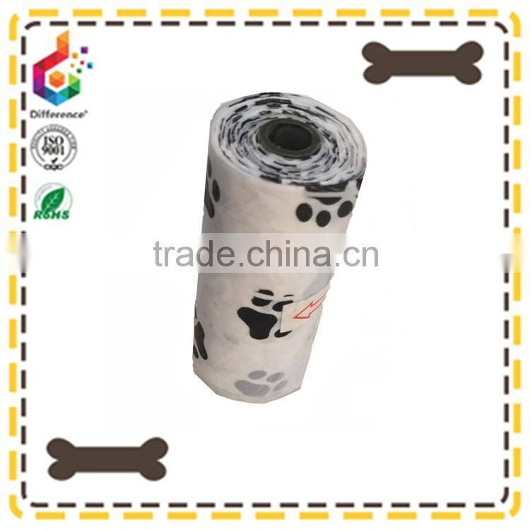 dog foot printed biodegradable pet poop bags