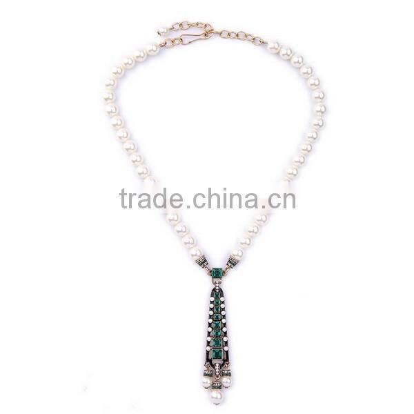 Personalized Sapphire Charm Pearl Chain Necklaces