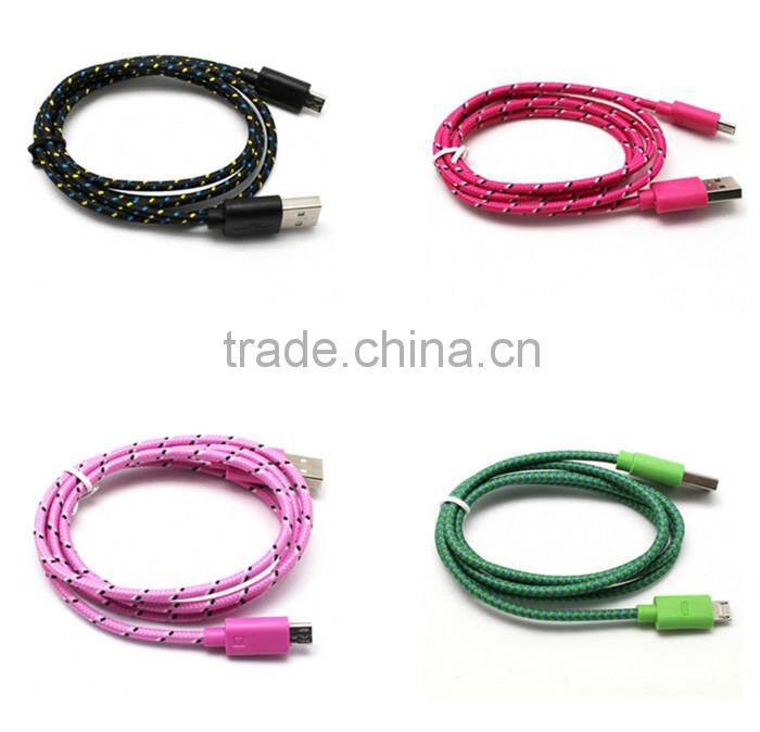 Standard USB Type and Mobile Phone Use Fabric Braided USB Charger Cable 1M 2M