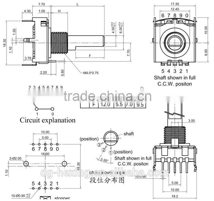 High quality 3 positions single pole rotary switch