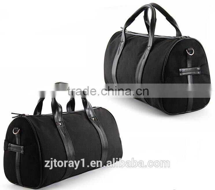 Plain Leather Handle Travel Kit Bag Expandable Duffle Bag
