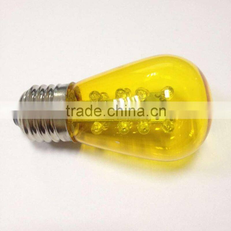 Holiday Christmas LED S14 Light Bulb Replacement Medium Screw E26 base transparent yellow