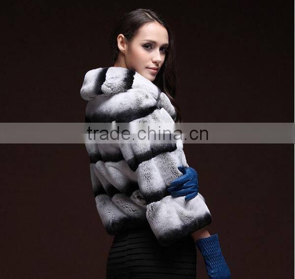 rex14012 short hot selling chinchilla rex rabbit coat