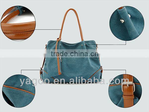popular canvas material lady shoulder tote bag cross body bag