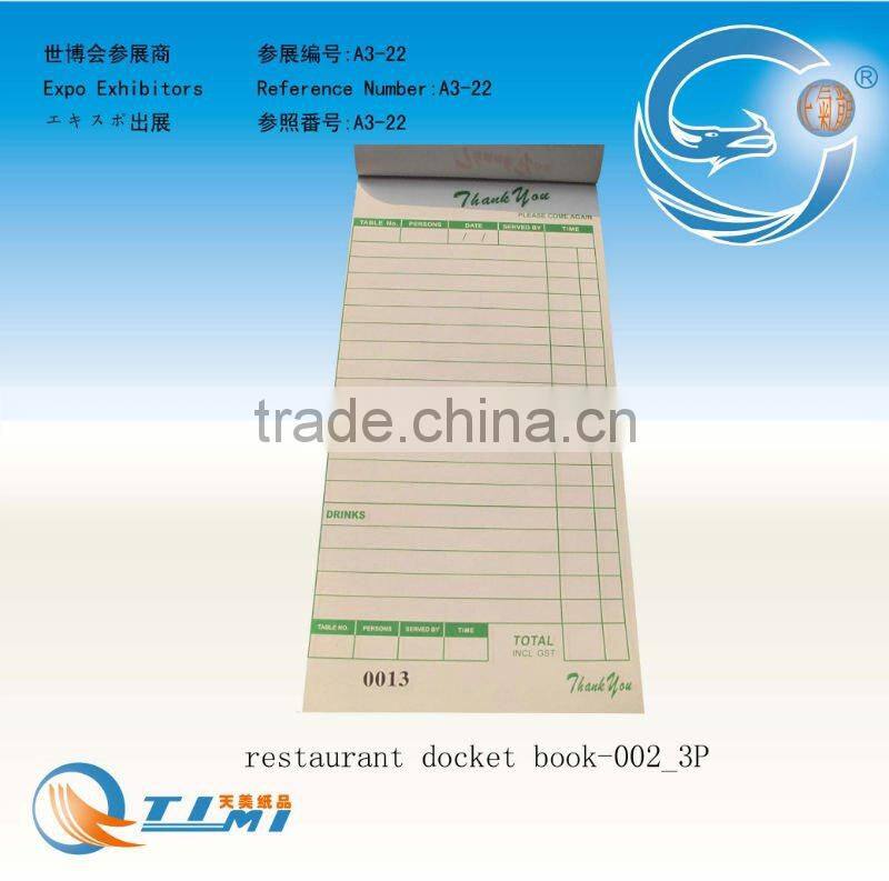 restaurant docket book(large table order book),take away docket book,