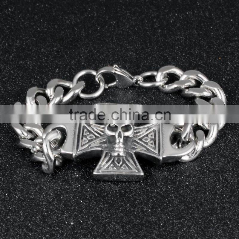 new products 2016 men's 316L stainless steel skull wrist bracelet