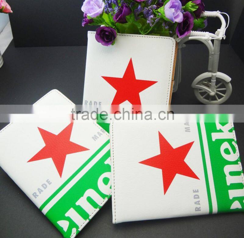 3 colors logo printed famous branded leather passport cover