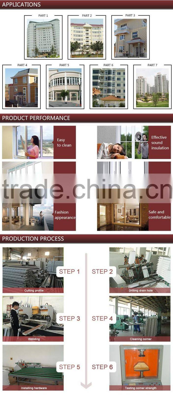 Wonderful Design modern China supplier standard pvc door sliding door