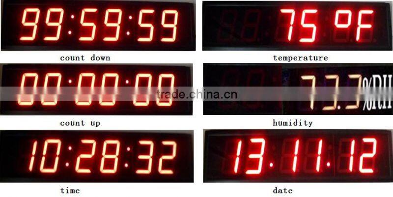 6"&7" large red remote led digital timer clock with countdown/countup function for sports