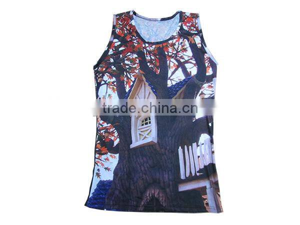 loose fitting gym tank tops&singlets ,sublimation printing back fitness tank top