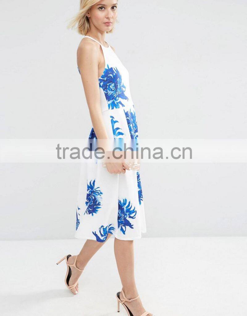 OEM Manufacturer Summer Elegant Full Midi Dress In Bright Floral Print