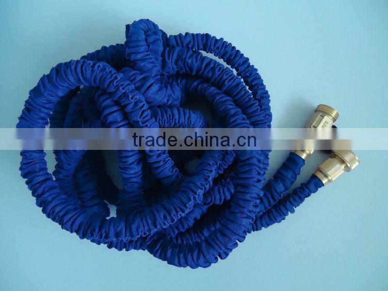 Brass fitting expandable garden hose