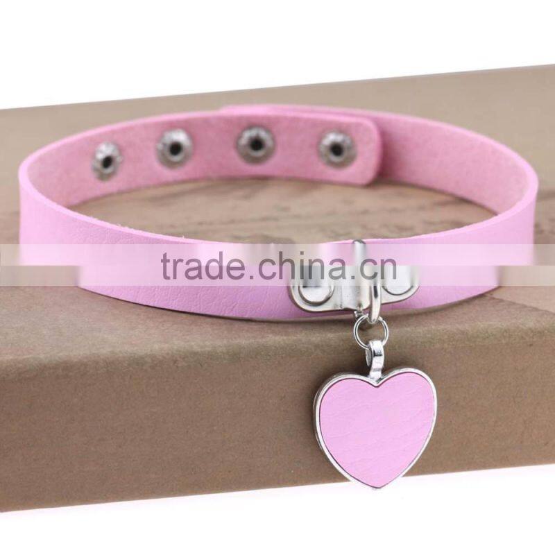 Wholesale anime rock Harajuku punk gothic heart necklace pendant leather necklace leather collar choker necklace bracelet