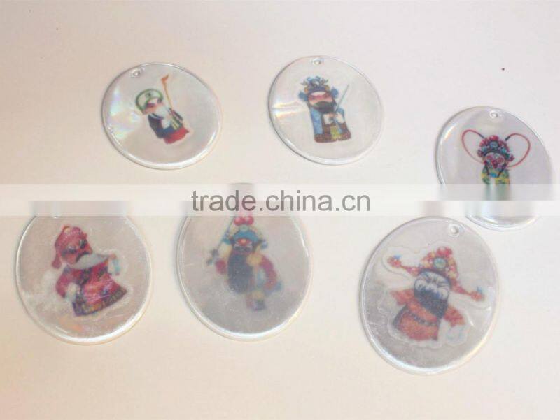 Chinese Style Chinoiserie printing soft PVC reflective keychain