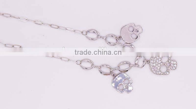 Gold Plated Crystal Long Skull Necklaces Pendants Wholesales Fashion Jewelry for women and Men GJ-105