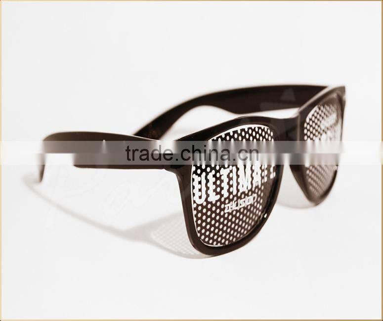 Nightclub promo pin hole sunglasses with custom logo print