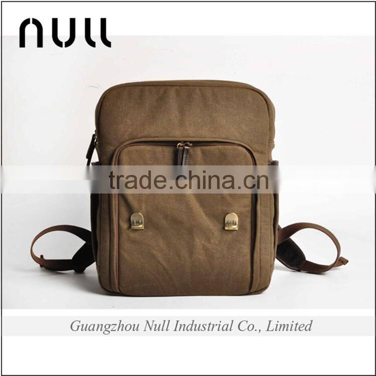 Hot selling durable hiking travelling canvas and leather dslr backpack oem camera bag
