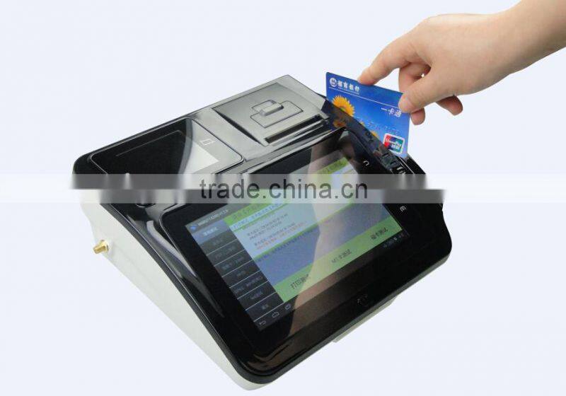 wireless 7' android rfid pos with barcode reader/finger printer/card reader/bluetooth pos terminal