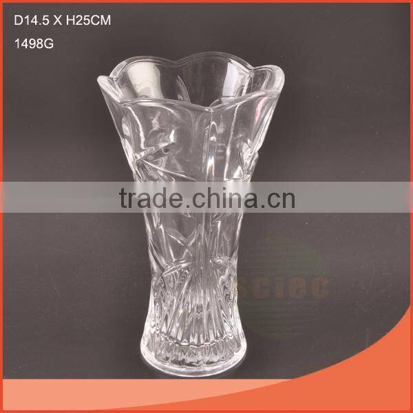 The lily flower shape and Elegant 1498G glass vase with stipe wholesale