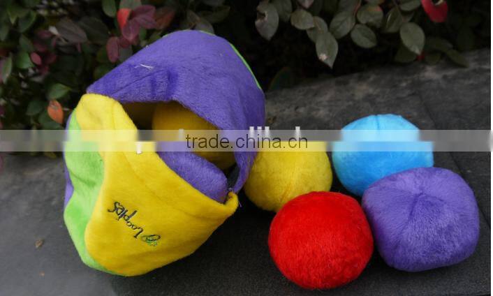Stuffed Plush pet toys with squeaker/Resistance to bite pet ball bag toys/custom dog play ball bag set toys