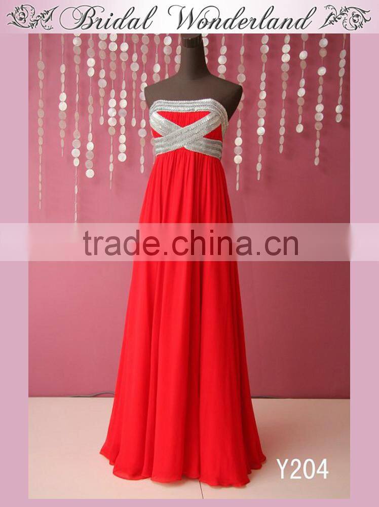 Strapless a line coral bridesmaid dress
