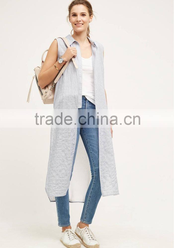 Designer western tops images sleeveless buttondown tunic long for woman