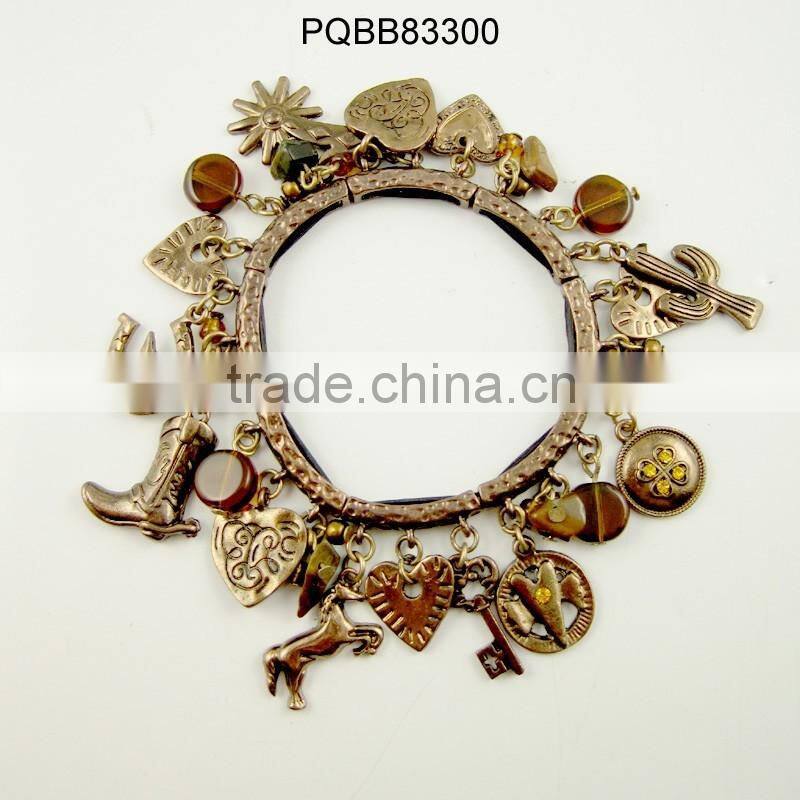 Newest design fashion popular vintage silver fleur de lis lily bracelet
