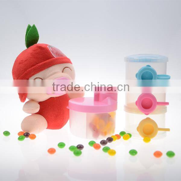 Promotion Bpa free non-toxic 3-layers plastic baby milk powder container portable powder box