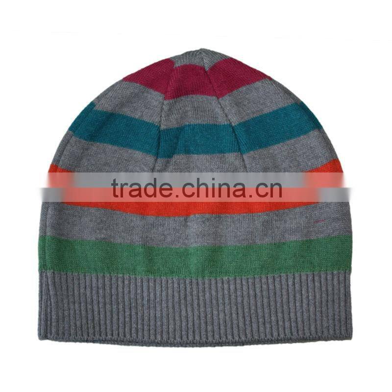 colorful stripe knit cotton hat beanie for boys