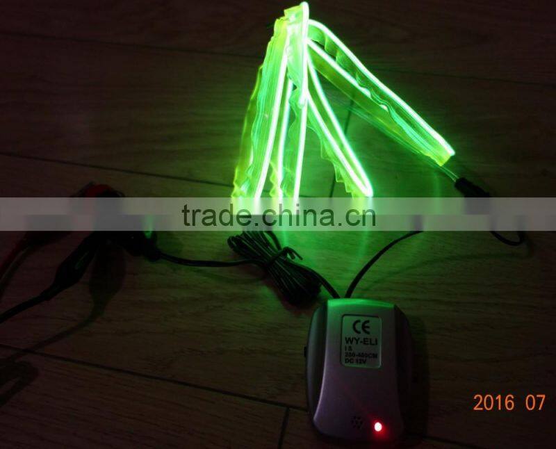 DC12V Sound-control Car seat lighting decoration"Polar light 2"2.2mm Green Single welt EL WIRE