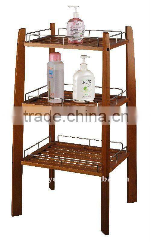 Bathroom Rubber Wood Waterproof Sanitary Table with Moistureproof Rack Shelf and Stainless Steel Wire Handle for Sanitary Ware