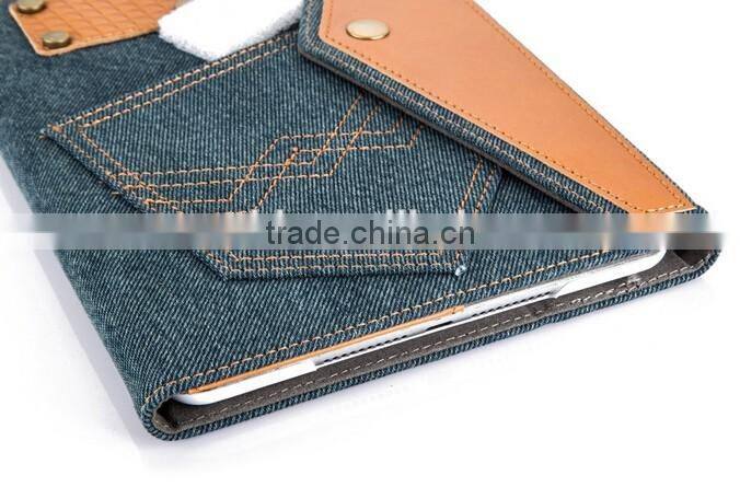 Fashion Jeans Cloth Leather Tablet Case Mobile Phone Case for Apple iPhone/ iPad Air/iPad 5