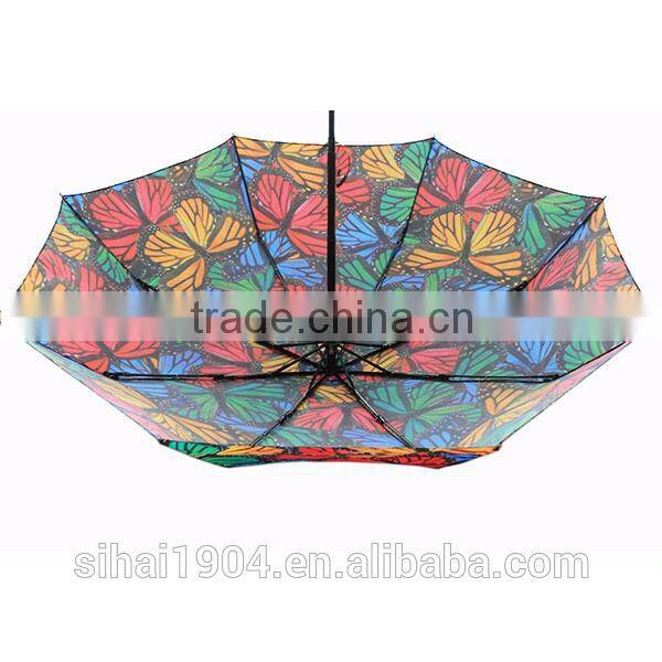 Automatic design light frame promotion custom 3 foldable umbrella