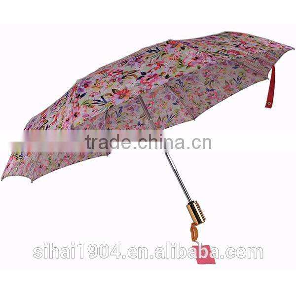 Auto open folding umbrella digital flower print umbrella
